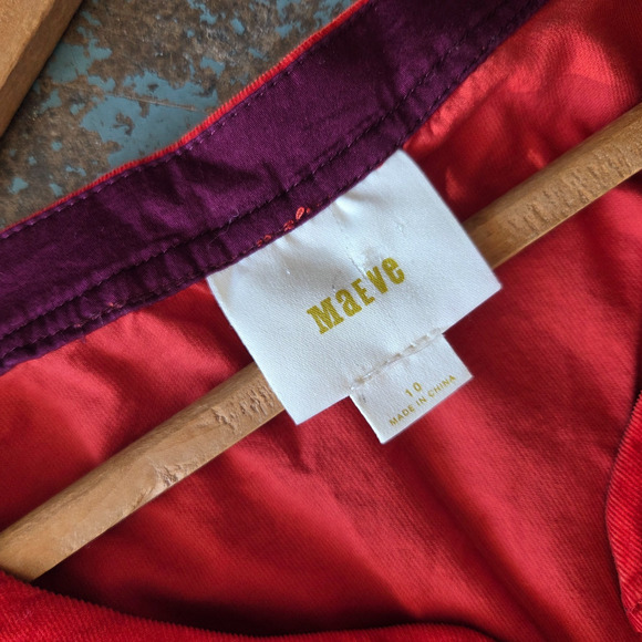 Anthropologie Maeve Anaheim Corduroy Shirtdress Size 10 Rust Orange Button Front - Picture 6 of 8